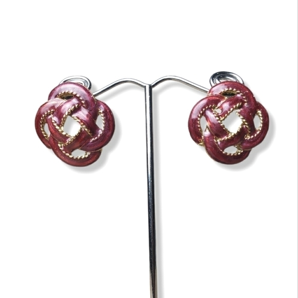 Vintage Enamel Pierced Earrings - Picture 1 of 5
